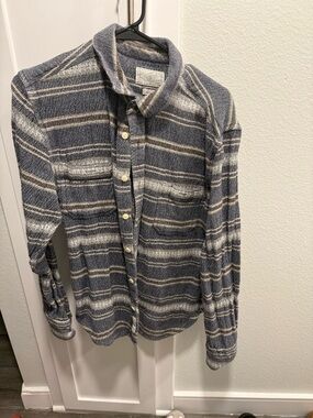 Lucky brand Striped Button-Up Shirt in Blue and Cream
